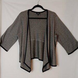 Women's Alfani Gray with‎ Black Trim Open-Front Cardigan, 3/4 Sleeve, Size 1X